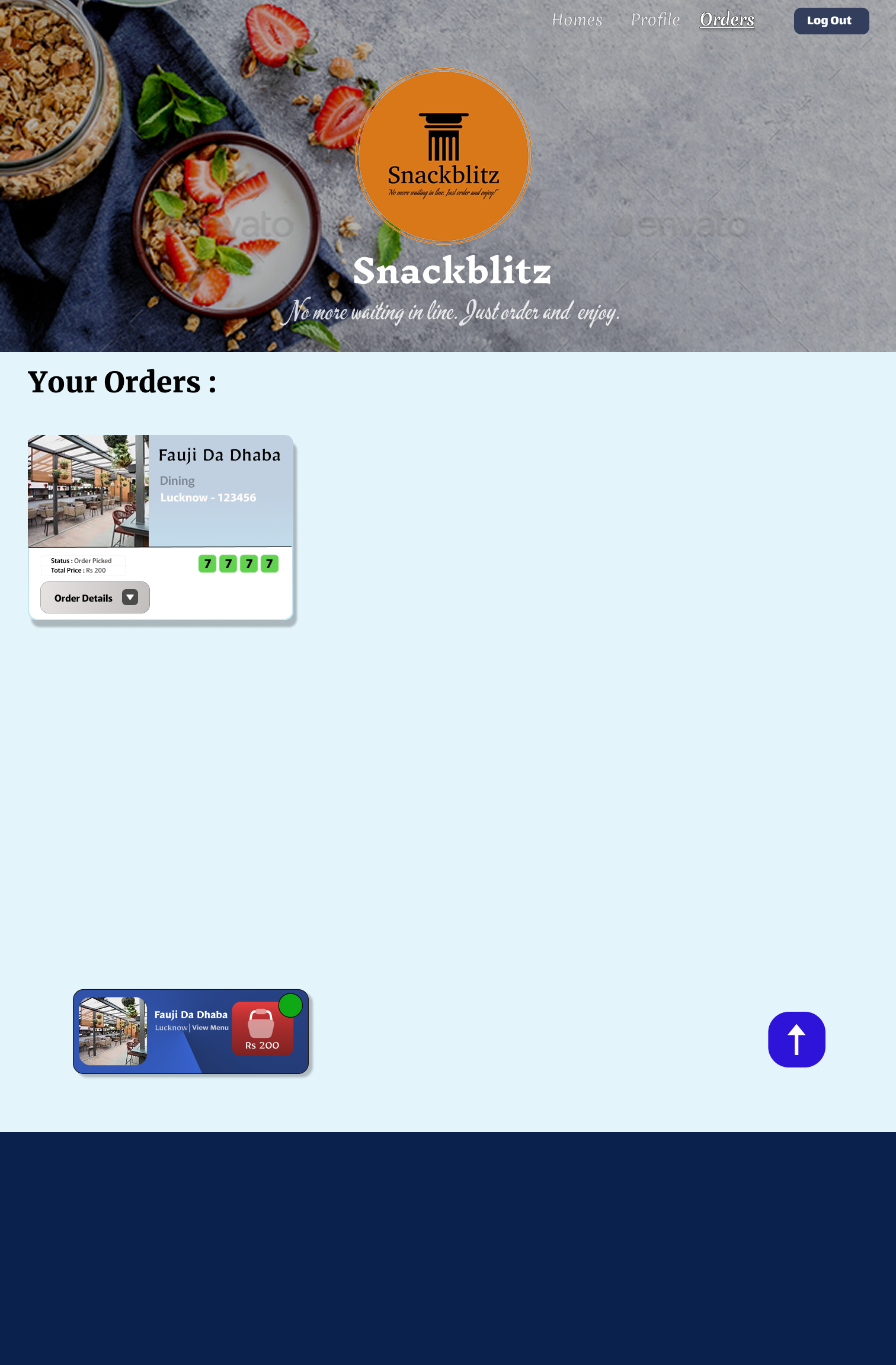 FoodBooking Platform - View 1